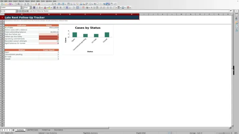 Preview of Late Rent Follow-Up Tracker Excel Workbook