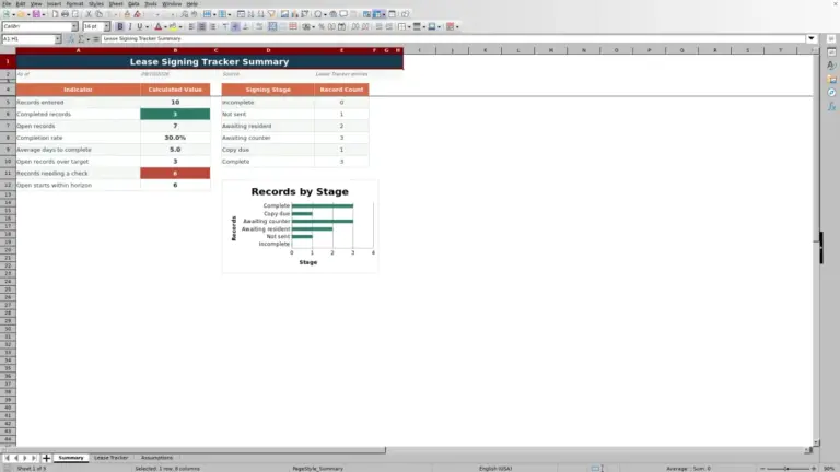 Preview of 2026 Lease Signing Tracker Spreadsheet for Excel