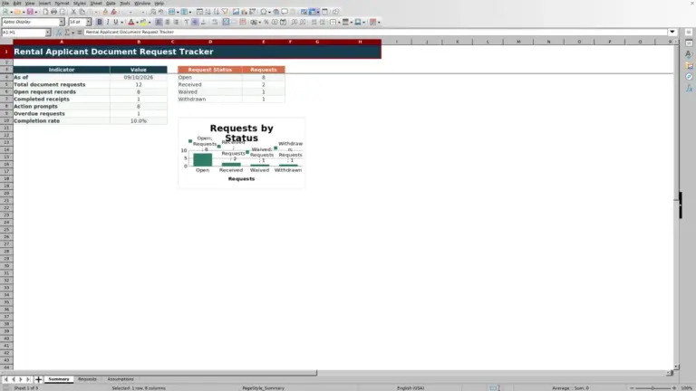 Preview of Rental Applicant Document Request Tracker Excel Workbook