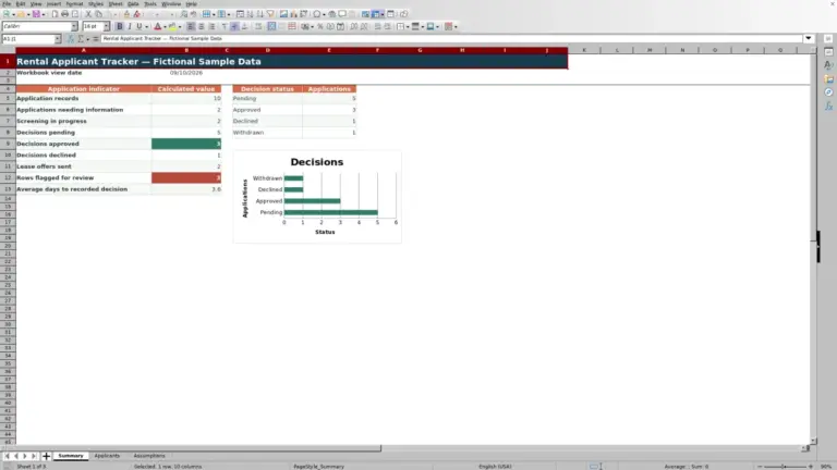 Preview of Rental Applicant Tracker Spreadsheet for Excel
