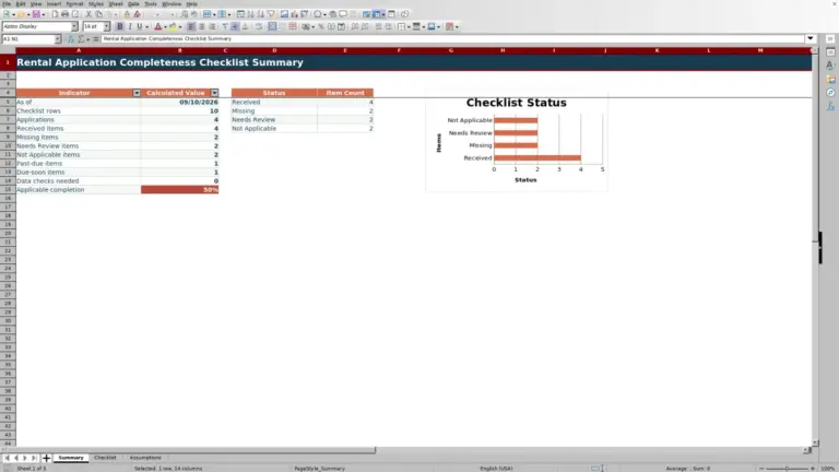 Preview of Rental Application Completeness Checklist for Excel