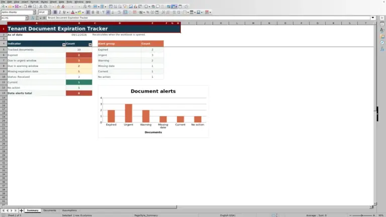 Preview of Tenant Document Expiration Tracker Excel Workbook