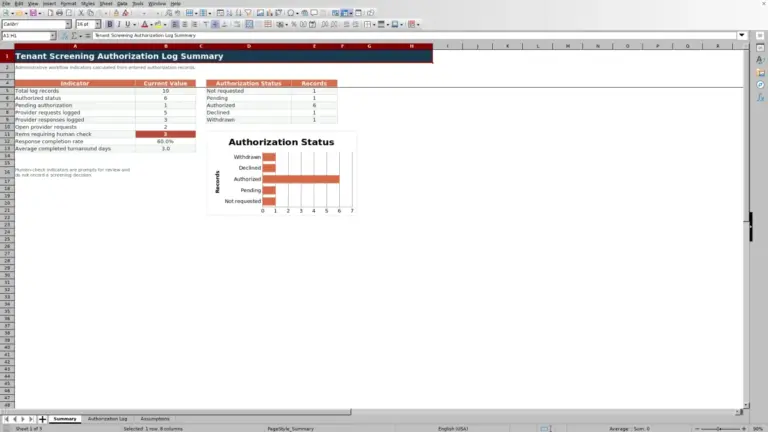 Preview of Excel Tenant Screening Authorization Log Template